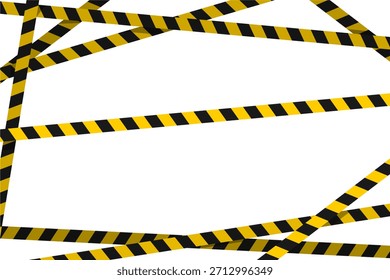 Amarillo Negro Caution Tape Border Frame Ilustraciones vectoriales de fondo aisladas sobre fondo blanco Archivo EPS