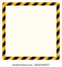 Yellow and black caution tape vector square frame with, Construction hazard diagonal stripes border for urban warning and attention designs