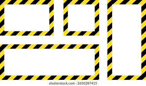 Marco de cinta de advertencia de precaución amarillo y negro. construcción de carreteras. diseñado para la seguridad industrial. Borde de cinta de precaución y banda de seguridad. Conjuntos de cinta de advertencia de peligro