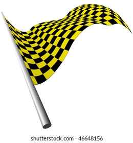 Yellow and black checked racing flag. Vector illustration.