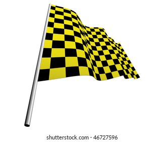 Yellow And Black Checked Racing Flag. Vector Illustration.