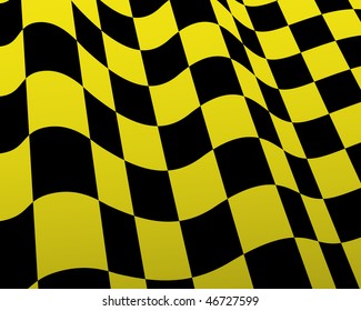 Yellow and black checked racing flag. Vector illustration.