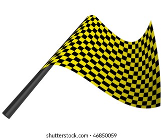 Yellow and black checked racing flag. Vector illustration.