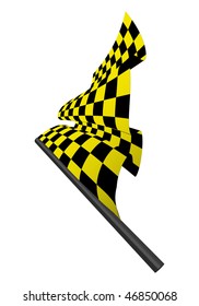 Yellow and black checked racing flag. Vector illustration.