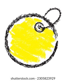 vector de etiqueta de crayon de círculo negro amarillo 
