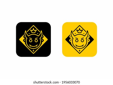 Yellow and black color of devil head icon design