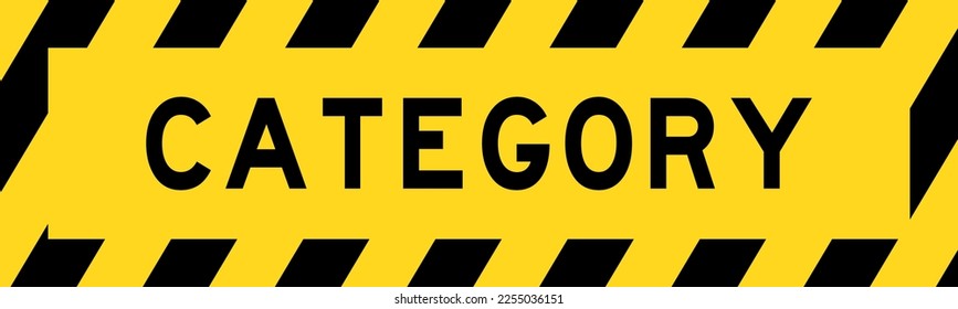 Yellow and black color with line striped label banner with word
