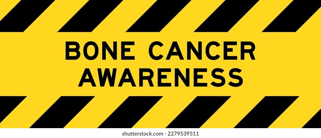 Yellow and black color with line striped label banner with word bone cancer awareness