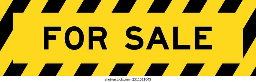 Yellow and black color with line striped label banner with word for sale