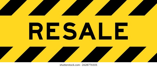 Yellow and black color with line striped label banner with word resale