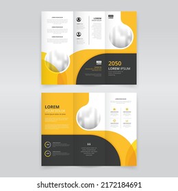 Yellow And Black Colored Clean Trifold Brochure Template, Trifold Flyer Layout, Pamphlet, Leaflet