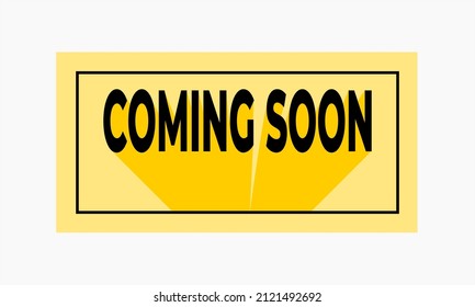 yellow and black coming soon text. badge vector on white background