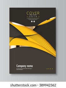 Yellow and black cover design for annual,report,book. front vector illustration.