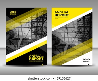 Yellow and black Cover template, annual report, business brochure flyer, magazine covers, presentation