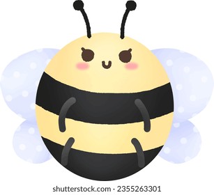 Yellow and black cute little bee