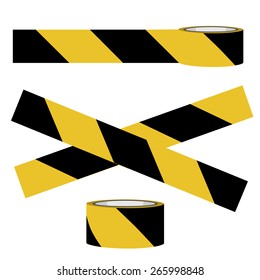 Yellow and black danger tape vector, caution tape, police tape