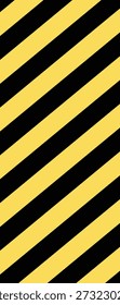 Yellow and black diagonal hazard stripe panel, industrial warning pattern background for safety use