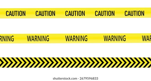 Líneas de seguridad diagonales amarillas y negras. Zonas de construcción y alertas de seguridad. Precaución líneas de advertencia amarillas aisladas sobre fondo blanco