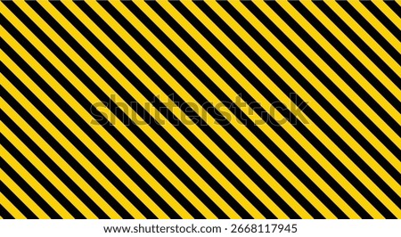 Yellow and black diagonal striped warning background used for hazard prevention, safety signage, industrial caution design, construction site notice, and emergency danger alert concepts