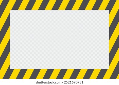 Yellow and Black Diagonal Stripes Warning Frame Vector Illustration. Caution Safety Border Template