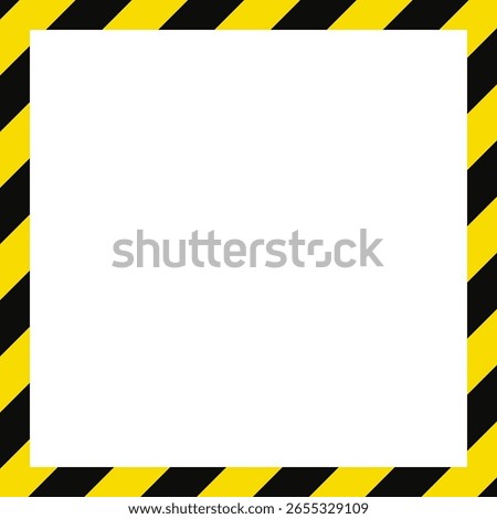 Yellow, black diagonal warning stripes frame. An angled arrangement of lines forming a border with copy space. Ideal for industrial signage.