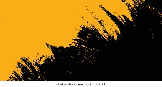 Yellow and black dirty grunge texture background. Rough and messy brush stroke design. Vector illustration