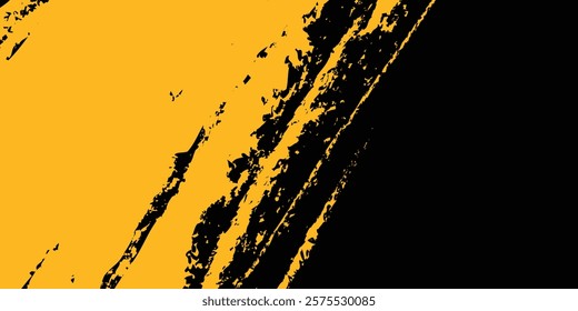 Yellow and black dirty grunge texture background. Rough and messy brush stroke design. Vector illustration