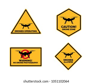Yellow Black Drone Signs Vector Illustration