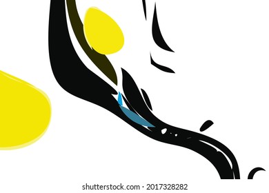 Yellow and black dynamic background. Abstract vector.Digital curve design. 2D rendering digital illustration.