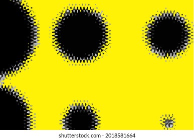 Yellow and black dynamic background. Abstract vector. Circular geometry design. 2D rendering digital illustration.