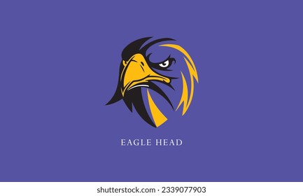 Ilustración vectorial del logotipo de la cabeza del águila amarilla y negra con fondo azul
