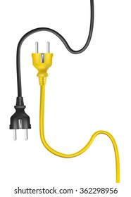 yellow and black electric cable plugs. vector