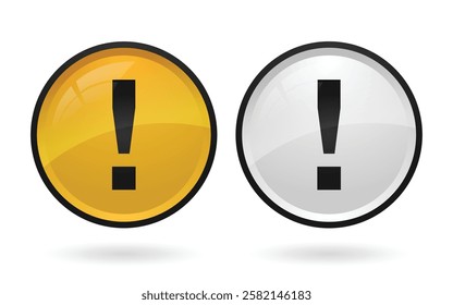 Yellow and Black Exclamation Mark Caution Sign Vector Illustration