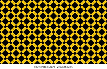 yellow and black fabric texture, black diamond checkerboard repeat pattern, replete image, design for fabric printing, rhombus grid net