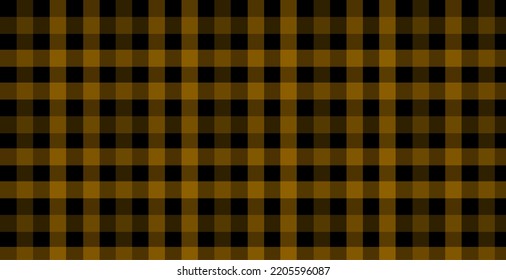 Yellow Black Flannel Plaid Background Vector Illustration.