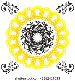 yellow black flower floral design for your background design