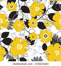 Yellow And Black Flower Pattern