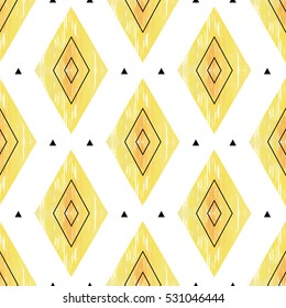 Yellow and black geometric seamless pattern with rhombuses. Vector illustration