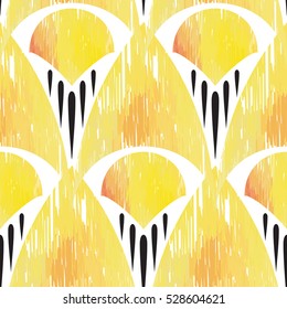 Yellow and black geometric seamless patterns. Vector illustration.