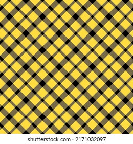 Yellow black gingham cloth vector. Checkered tablecloth pattern. Traditional plaid seamless vector texture. Gingham plaid pattern.