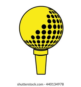 yellow and black golf ball front view over isolated background,vector illustration