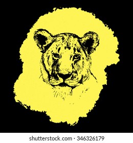 Yellow And Black Graphic Lioness