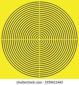 Yellow and black graphics.Abstract circle pattern background,conentric circle element