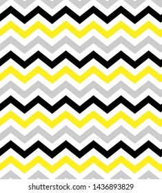 Yellow black gray chevron pattern on white, horizontal stripes.