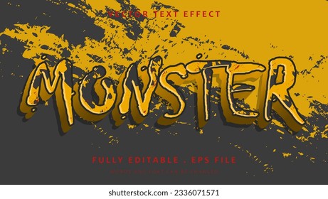 Gelbes Schwarz Grunge Monster Editable Text Effect Design. Im Grafikstil gespeicherte Wirkung
