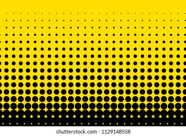Yellow and black halftone panel. Bright dotted pattern. Background with dots, points. Digital gradient. Vector illustration 