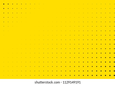 Yellow and black halftone panel. Bright dotted pattern. Background with dots, points. Digital gradient. Vector illustration 
