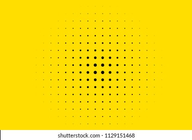 Yellow and black halftone panel. Bright dotted pattern. Background with dots, points. Digital gradient. Vector illustration 