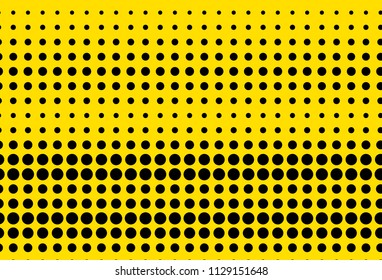 Yellow and black halftone panel. Bright dotted pattern. Background with dots, points. Digital gradient. Vector illustration 