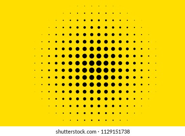 Yellow and black halftone panel. Bright dotted pattern. Background with dots, points. Digital gradient. Vector illustration 